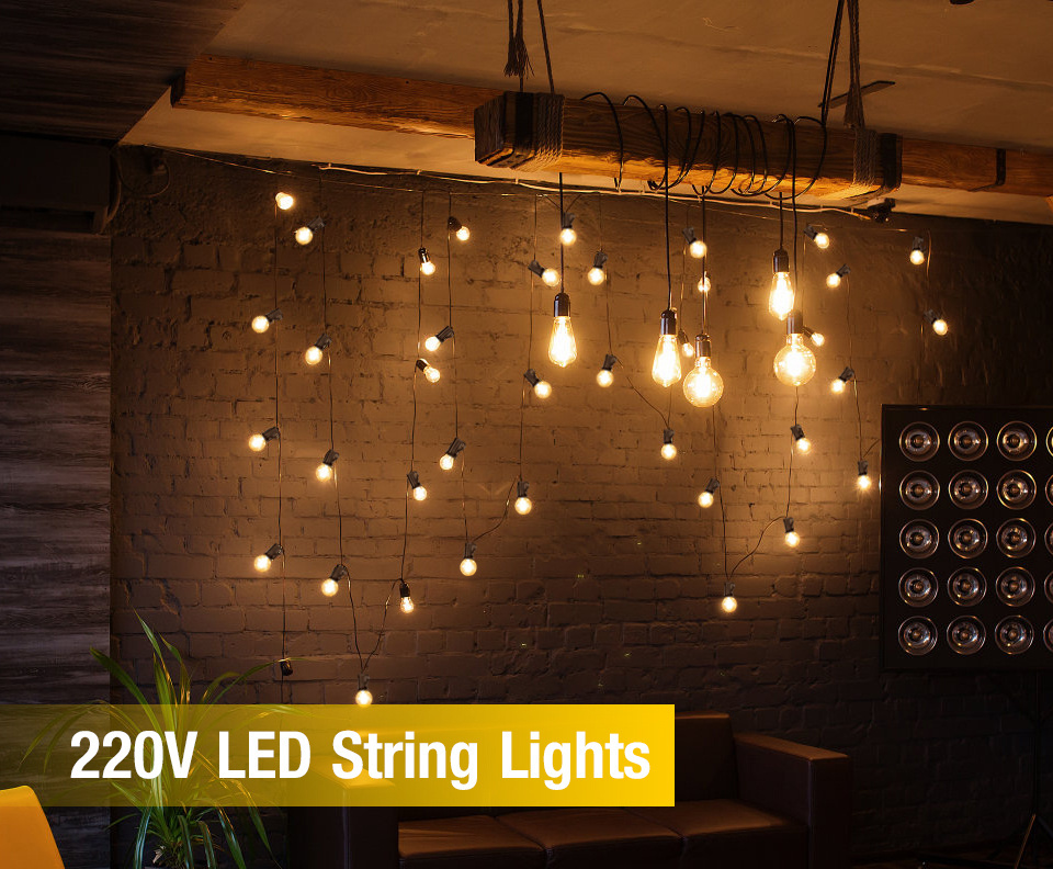 Outdoor led string light 7.6M 15M 9M 5M Christmas garland AC 220V -110v US EU Plug garden lights decoration bulb