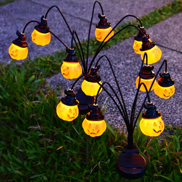 Outdoor Garden Waterproof Halloween Decoration Pathway Lawn Decorate Solar Pumpkin Landscape Lights