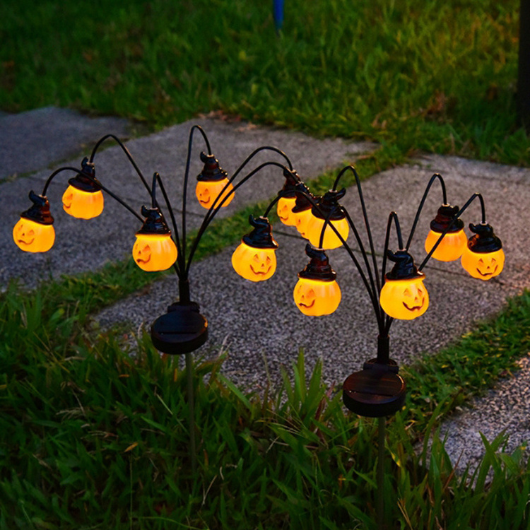 Outdoor Garden Waterproof Halloween Decoration Pathway Lawn Decorate Solar Pumpkin Landscape Lights