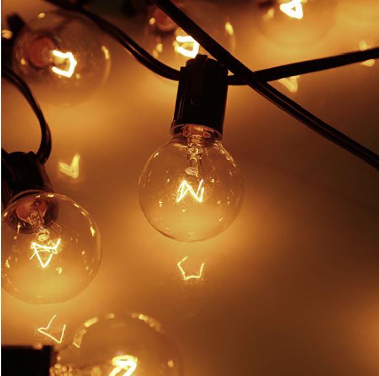 Xmas 25FT 50FT E12 Base Transparent G40 Globe Edison Bulb String Lights Clear Ball Vintage Bulbs Outdoor Hanging Patio Garland