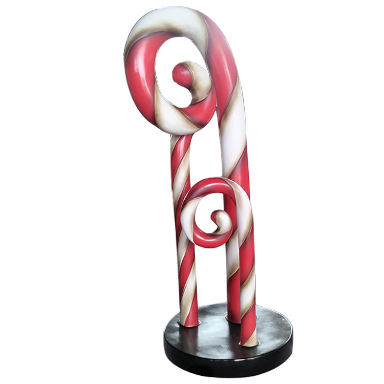 Waterproof UV Proof Giant Statue Display Christmas Ornaments Party Decoration Lollipop Resin Fiberglass Candy Cane Crafts Props