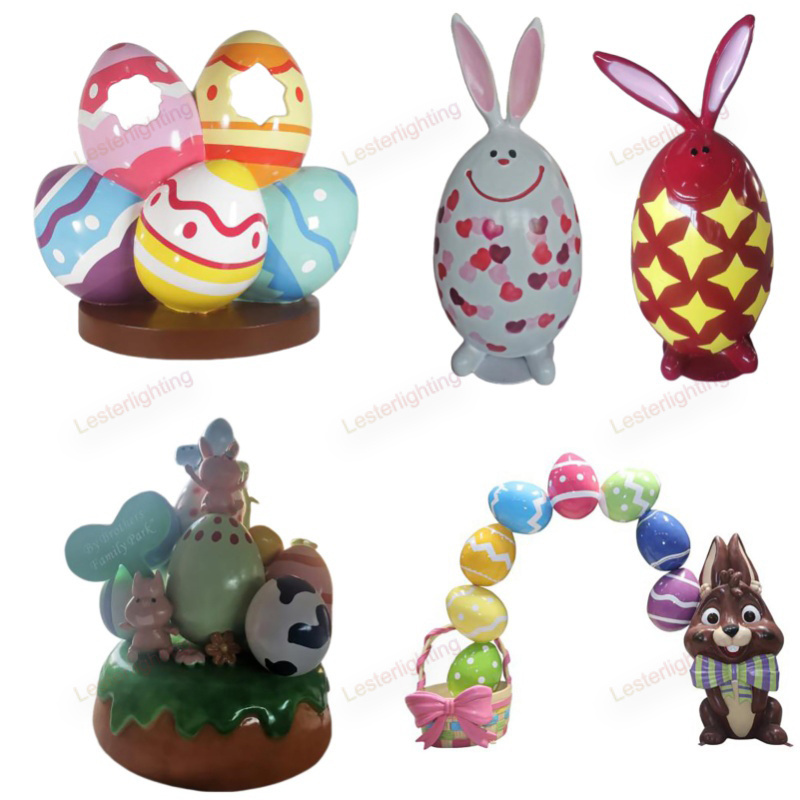 Fiberglass Decoration Large Size Artistic Easter Egg for Sale wholesale fiberglass Easter eggs sculptures Artificial easter eggs