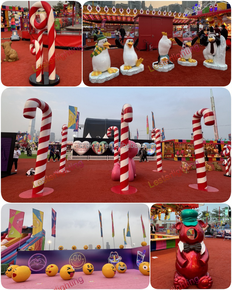 candyland theme park Commercial Christmas Decoration Large Candy Decoration fiberglass candy cane ice cream lollipop tree