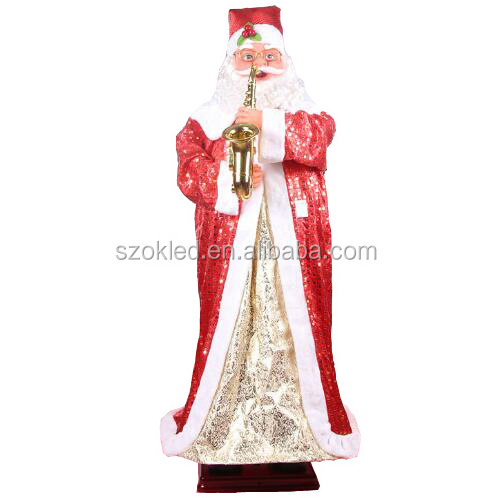 1.3m 4.3ft Electric Music Dancing Christmas Santa Claus with Saxophone