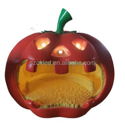 Commercial theme park Halloween Haunted Big Fiberglass pumpkin with light outdoor statues large size outdoor sculpture