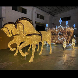 Outdoor Christmas 3d deer Horse drawn Carriages Festive  Across Street Led Decorative holiday Led Motif Lights