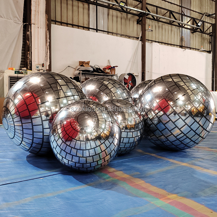 inflatable costume 1M 2M 3M Inflatable Mirror Ball Giant Event Decoration PVC Floating Sphere Mirror Balloon Disco BestSuppliers