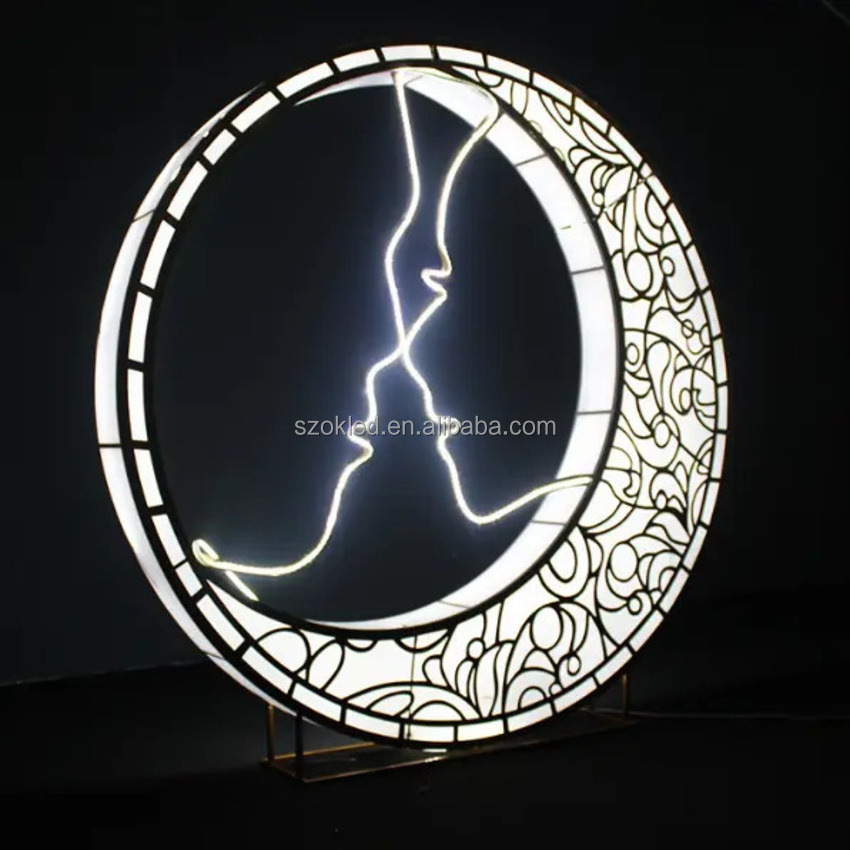 large handmade  waterproof Ramadan  moon star LED light outdoor Grandview Ramadan Crescent Moon Star Holiday decor