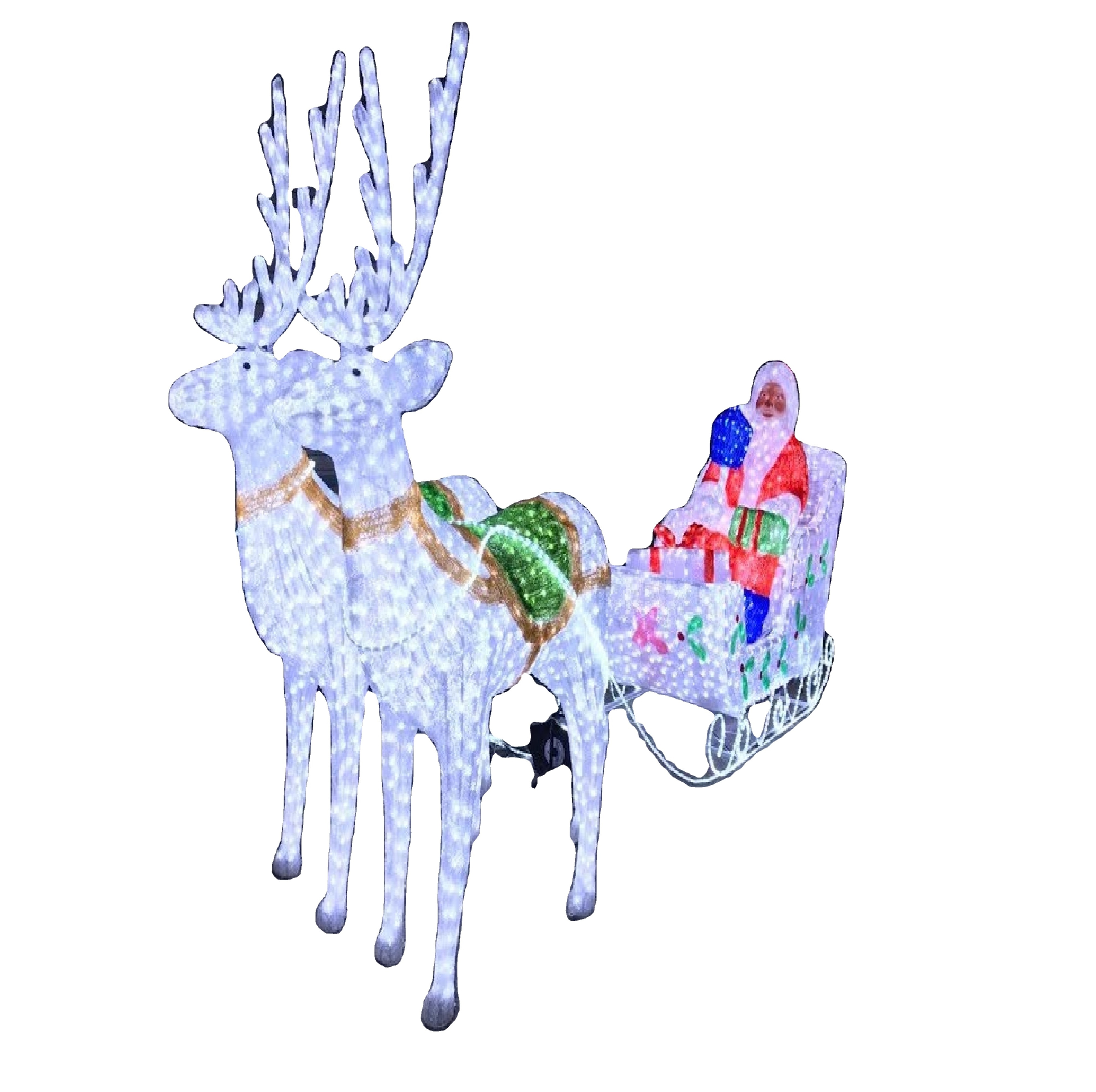 christmas decoration led light reindeer with sleigh,reindeer with sleigh led christmas lights,pre-lit white christmas reindeer