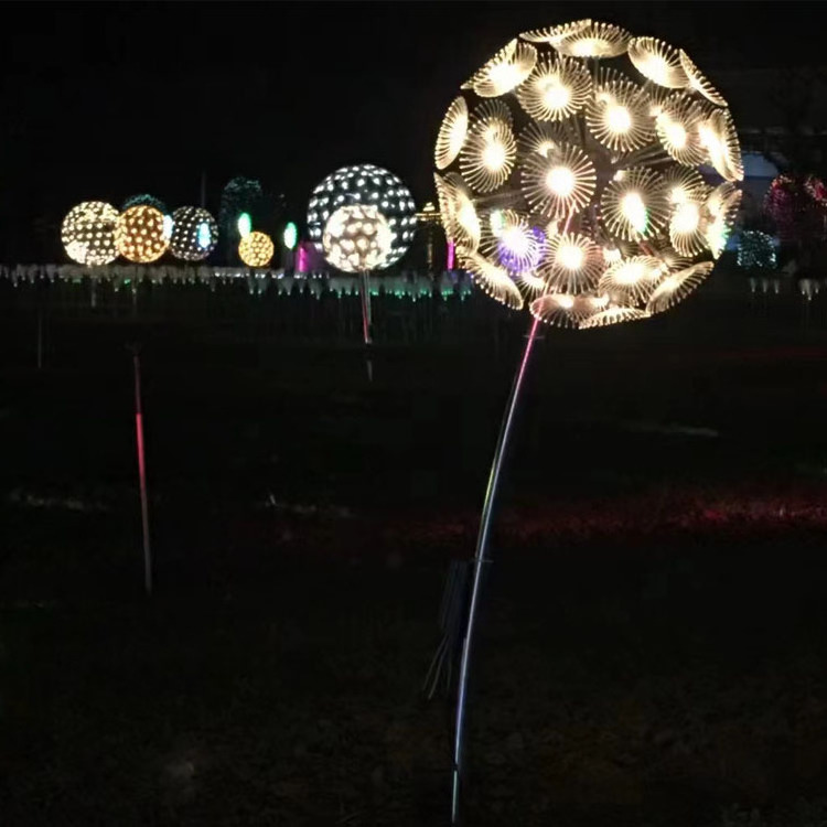 Custom High Cost-effective Led Waterproof Landscape Lighting Flowers Christmas Holiday Festival Street Dandelion Lights