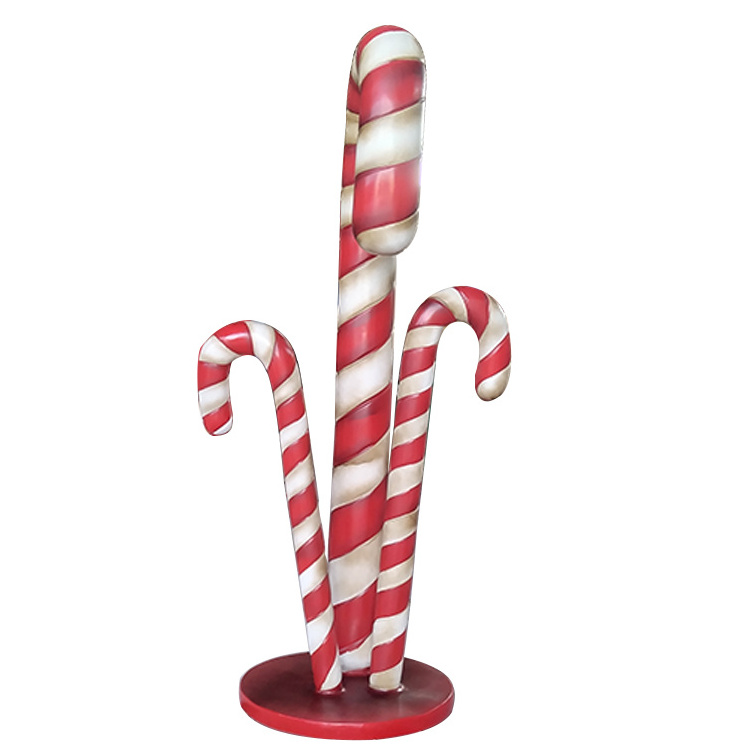 Waterproof UV Proof Giant Statue Display Christmas Ornaments Party Decoration Lollipop Resin Fiberglass Candy Cane Crafts Props