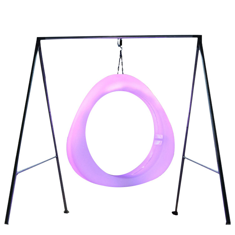 PE furniture glowing round 16 Color Change Lighting Outdoor Garden RGB Swing Lighted Hanging LED illuminated Chair Patio Swings