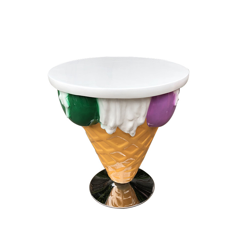 Ice cream table and chairs sets fiberglass ice cream cone chairs ice cream statues decoration