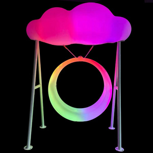 PE furniture glowing round 16 Color Change Lighting Outdoor Garden RGB Swing Lighted Hanging LED illuminated Chair Patio Swings