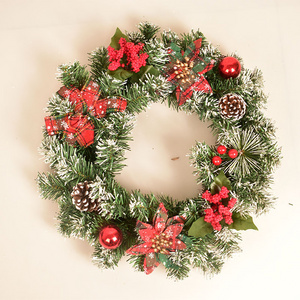 Holiday decoration garland outdoor artificial green leaves sofe pine Christmas wreath garland decorations