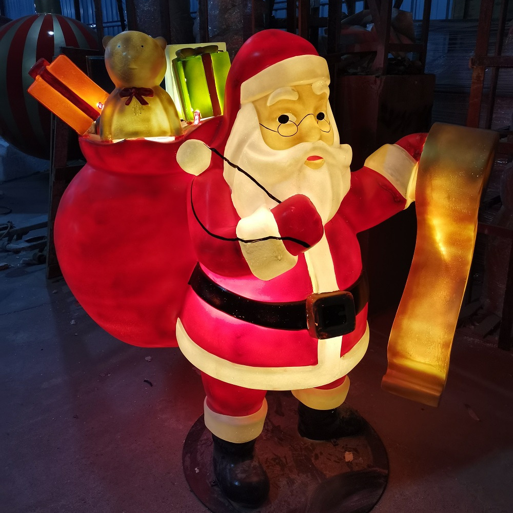 Christmas Decoration Fiberglass Christmas Decoration Life Size Santa Claus And Deer Sleigh Resin Crafts