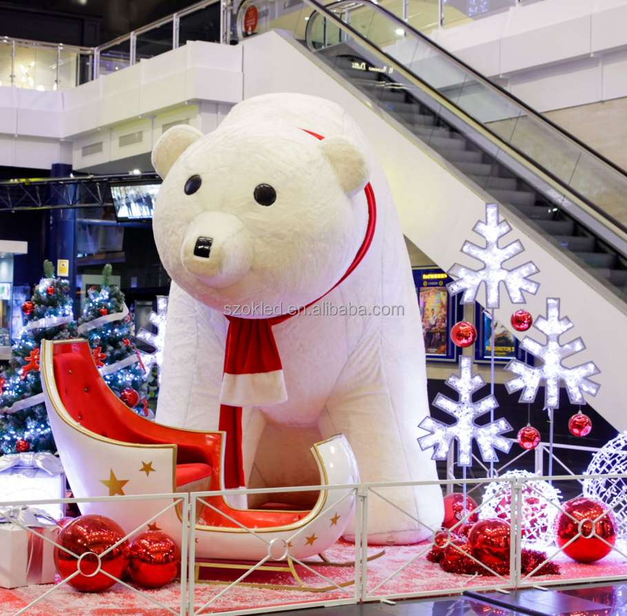 Christmas shopping mall decoration bear, inflatable 2m beige teddy bear plush inflatable, polar bear inflatable white teddy bear