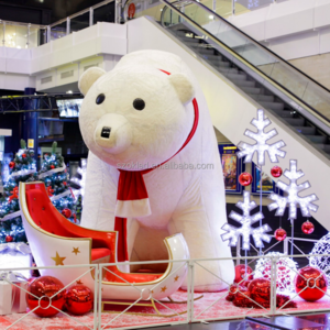 Christmas shopping mall decoration bear, inflatable 2m beige teddy bear plush inflatable, polar bear inflatable white teddy bear