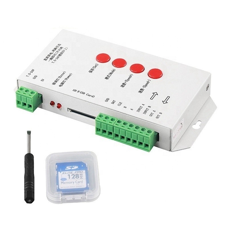 T1000S 128 SD Card Controller,DC5~24V,for WS2801 WS2811 WS2812B LPD6803 LED 2048 strip light lamp controller