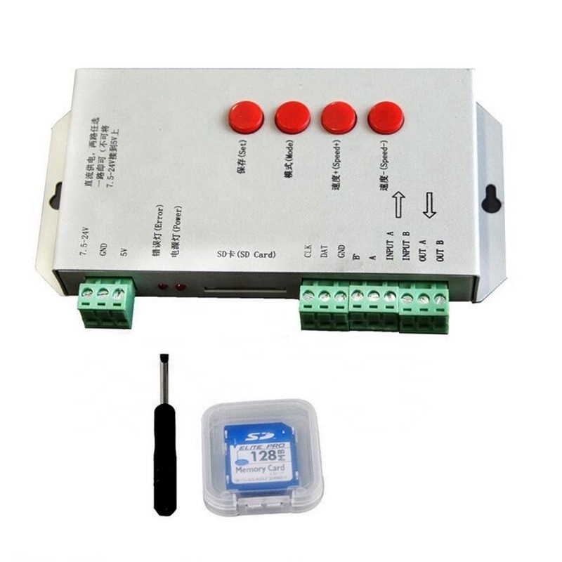 T1000S 128 SD Card Controller,DC5~24V,for WS2801 WS2811 WS2812B LPD6803 LED 2048 strip light lamp controller