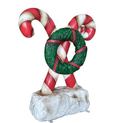 Waterproof UV Proof Giant Statue Display Christmas Ornaments Party Decoration Lollipop Resin Fiberglass Candy Cane Crafts Props