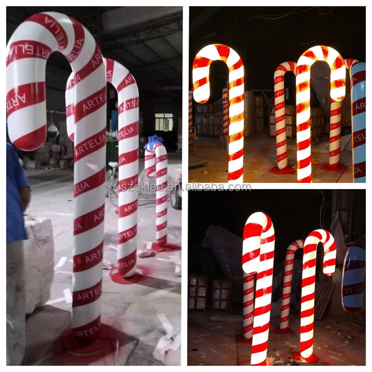 Large fiberglass balloons sculpture christmas window displays props Christmas decoration home store fiberglass resin candy cane