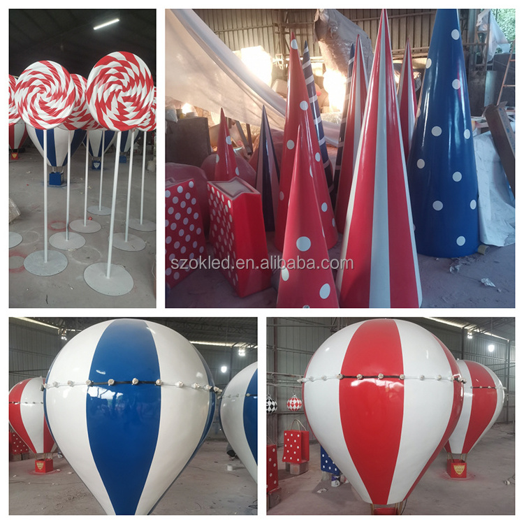 Large fiberglass balloons sculpture christmas window displays props Christmas decoration home store fiberglass resin candy cane