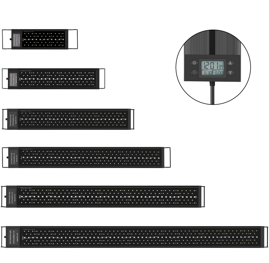 Build in Timer Auto On Off Extendable 12-17 Inches 7 Colors Sunrise Sunset Full Spectrum Light LED Aquarium Light