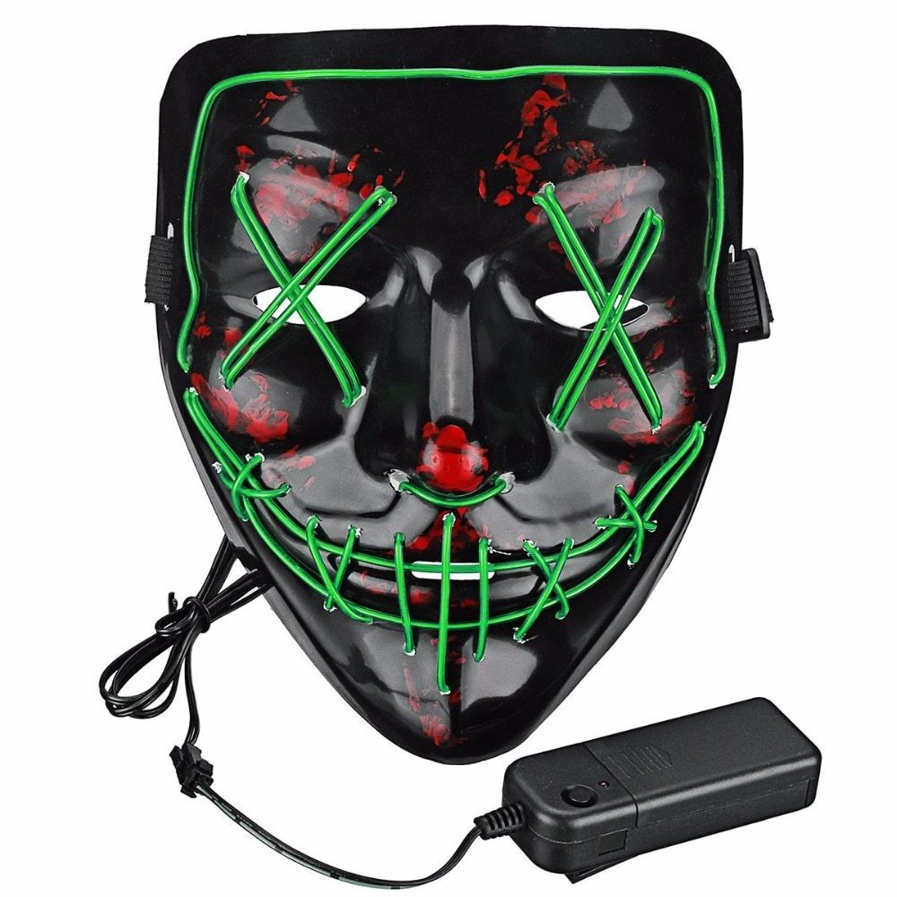 New EL Wire Lighting Purge Mask Halloween Neon LED Light up Mask for Party