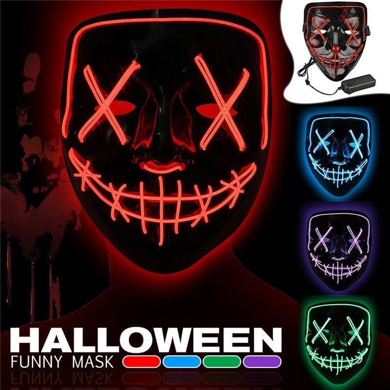 New EL Wire Lighting Purge Mask Halloween Neon LED Light up Mask for Party