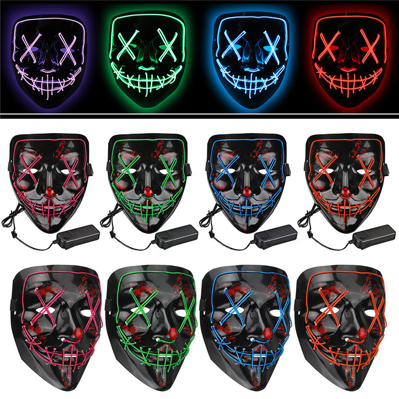 New EL Wire Lighting Purge Mask Halloween Neon LED Light up Mask for Party