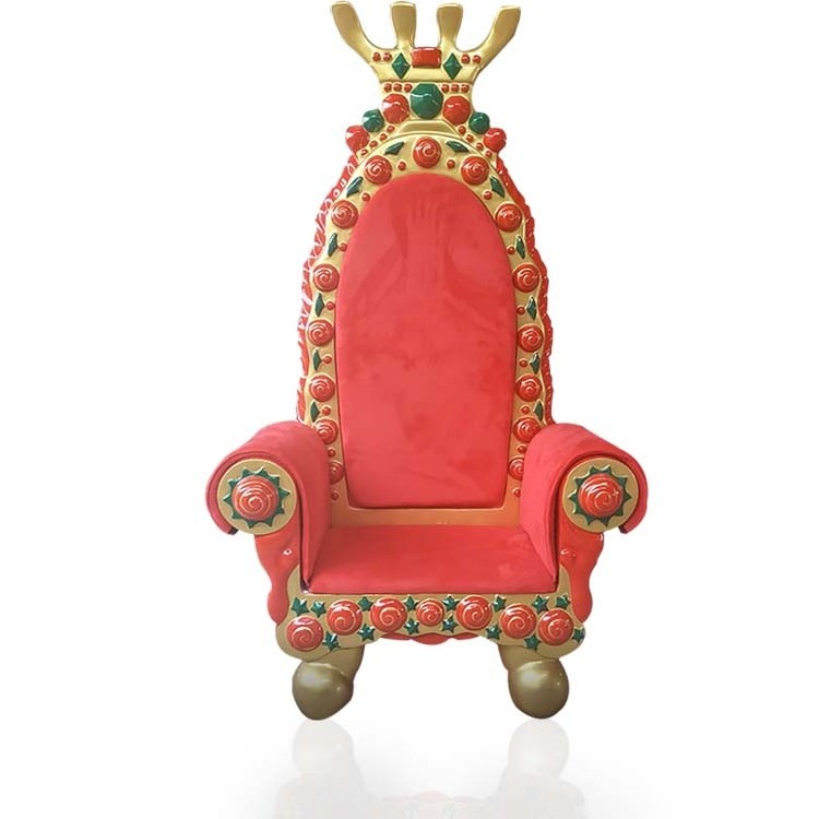 Customized Life Size Resin Sculpture Decorations Fiberglass Christmas Santa King Queen Royal Chairs Throne Furniture