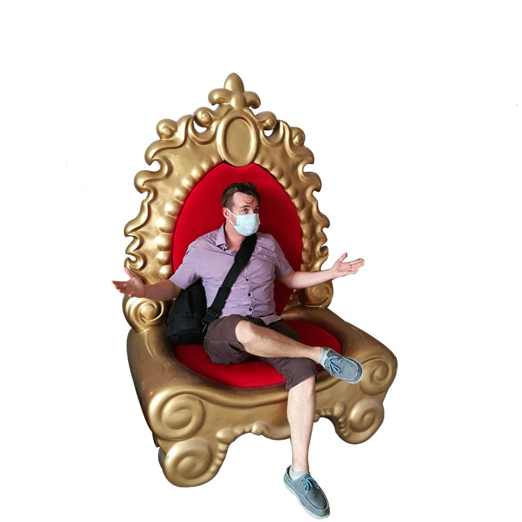 Customized Life Size Resin Sculpture Decorations Fiberglass Christmas Santa King Queen Royal Chairs Throne Furniture