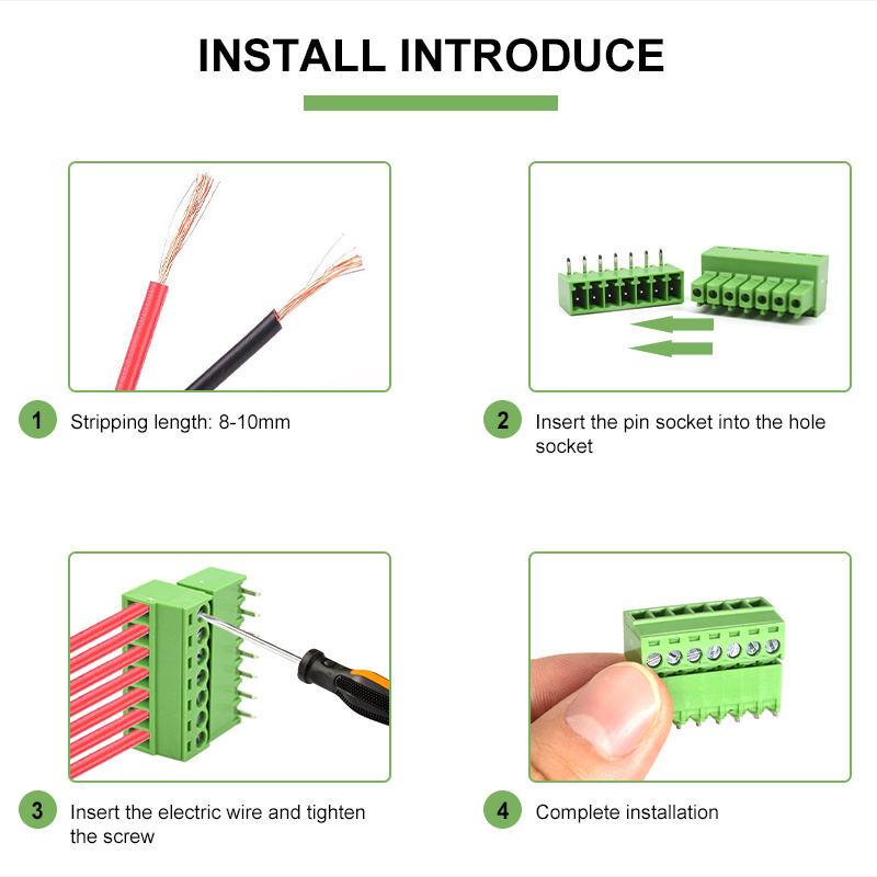 Manufacturing Green PCB Terminal Blocks Mount Component Printed Circuit Board PC Din Rail Screw Connectors PCB Terminal Blocks