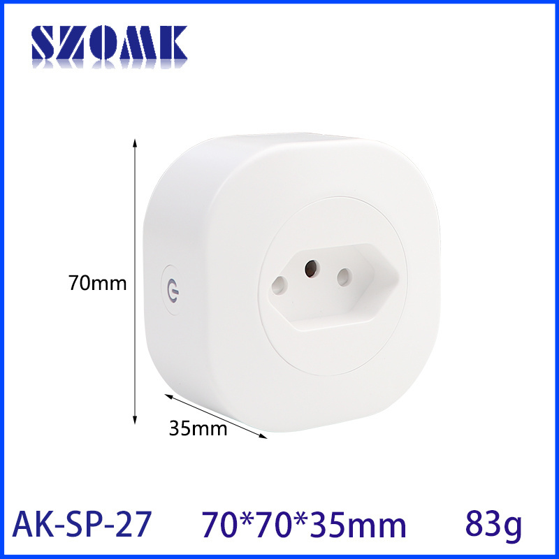 Round Small Plastic Housing Home Usb Wall Plugs Switch Socket Electric Enclosure Wifi Smart Plug Socket With Alexa And Google