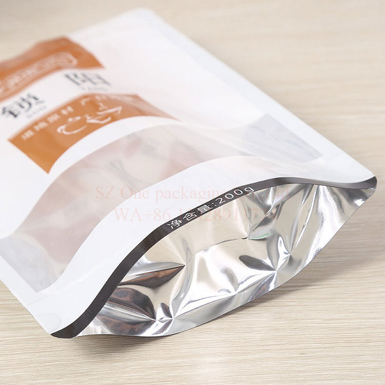 food grade certificate approved glossy mylar aluminum foil stand up goat milk powder packaging zipper bag with window