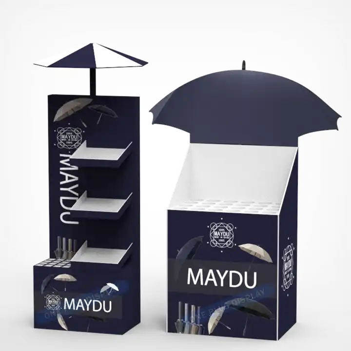 custom paper display carton display stand  Corrugated Retail umbrella cardboard floor display stand