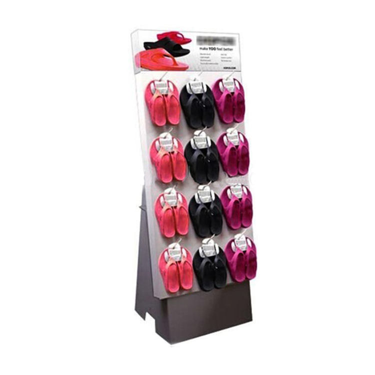 Advertising Pop Flip Flops Hook Display Stand Corrugated Cardboard Sneakers Hook Carton Display Shelf for Slipper