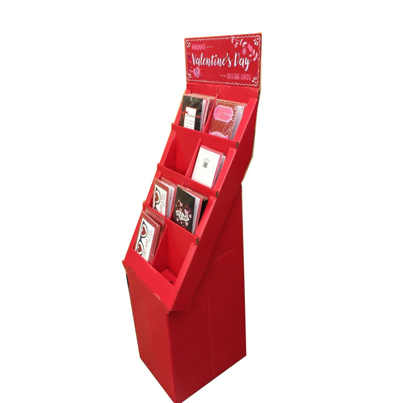 cardboard display a3 paper stand greeting card rack floor cardboard greeting card display stand display rack for magazines