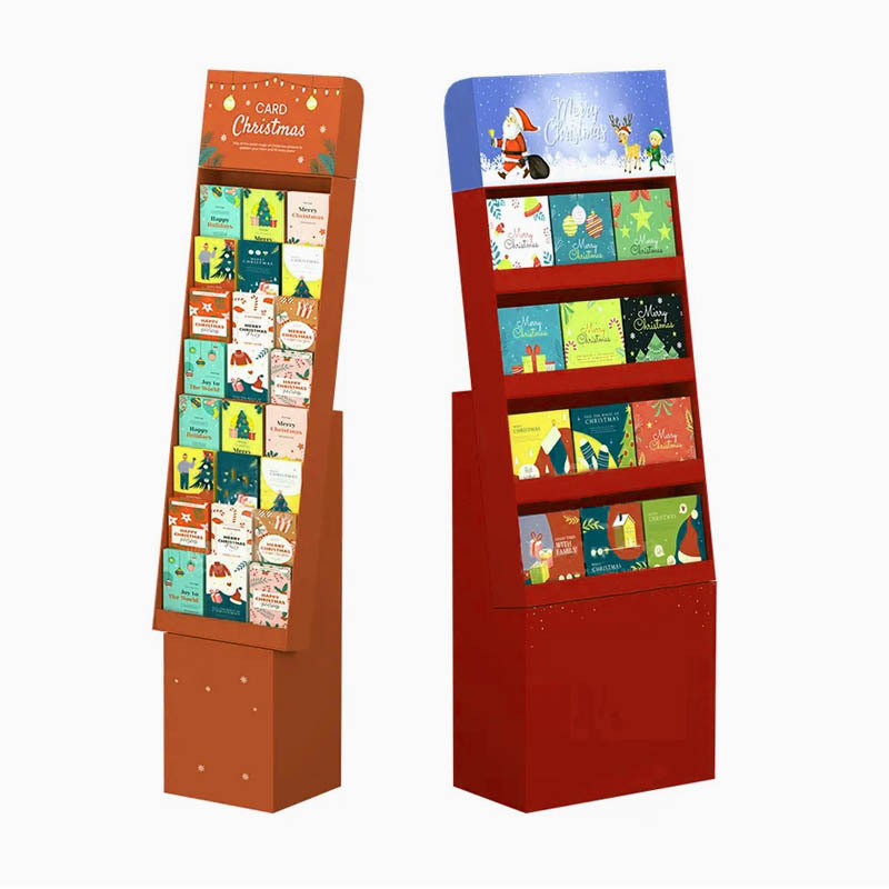 cardboard display a3 paper stand greeting card rack floor cardboard greeting card display stand display rack for magazines