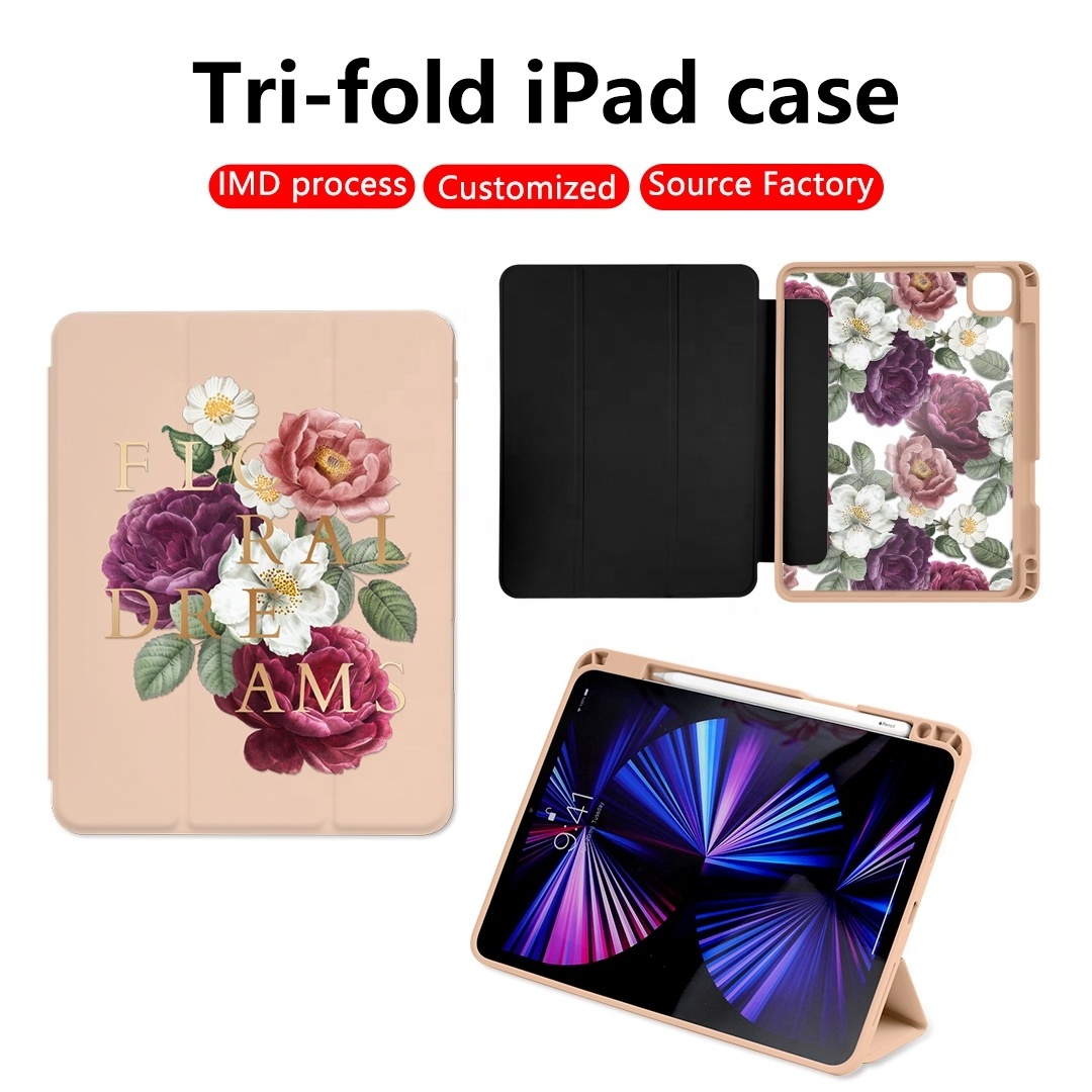 Custom Logo Marble Shockproof Leather Flip Tablet Cover with Pencil Holder for iPad Pro Mini 6 Air 4 3 2 Personalized 12.9 Case