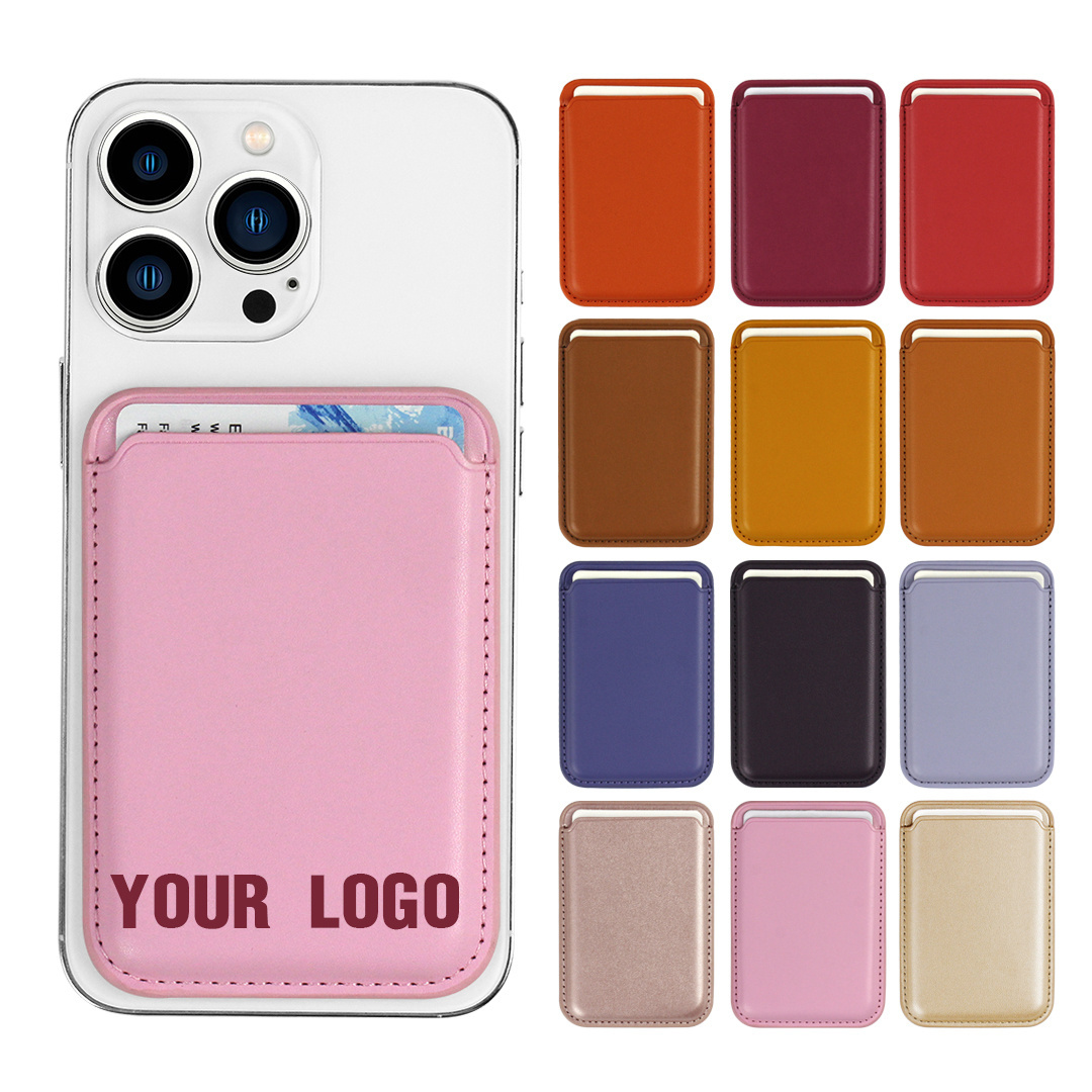 Strong Magnetic mobile Back Credit Cards Wallet Case Leather Card Holder for iPhone 15 14 13 12 PU Leather magnet Wallet pouch