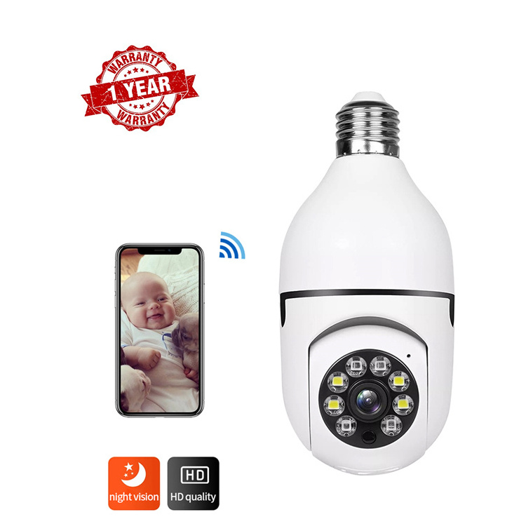 jxlcam APP Mini CCTV Camera Wireless Bulb Camera de bombilla de la camara Home Security Dual Light LED Bulb Camera 360 PTZ