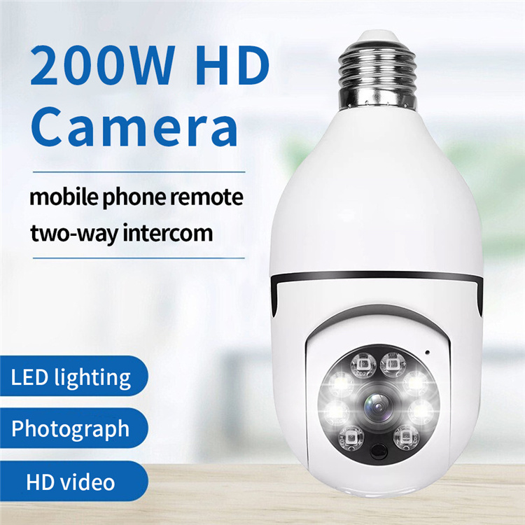 jxlcam APP Mini CCTV Camera Wireless Bulb Camera de bombilla de la camara Home Security Dual Light LED Bulb Camera 360 PTZ