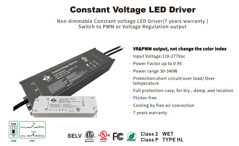 UL cUL FCC SAA constant voltage 50W 80W 100W 120W 150W 200W 300W 400W IP67 waterproof LED driver 24V 36V 48V