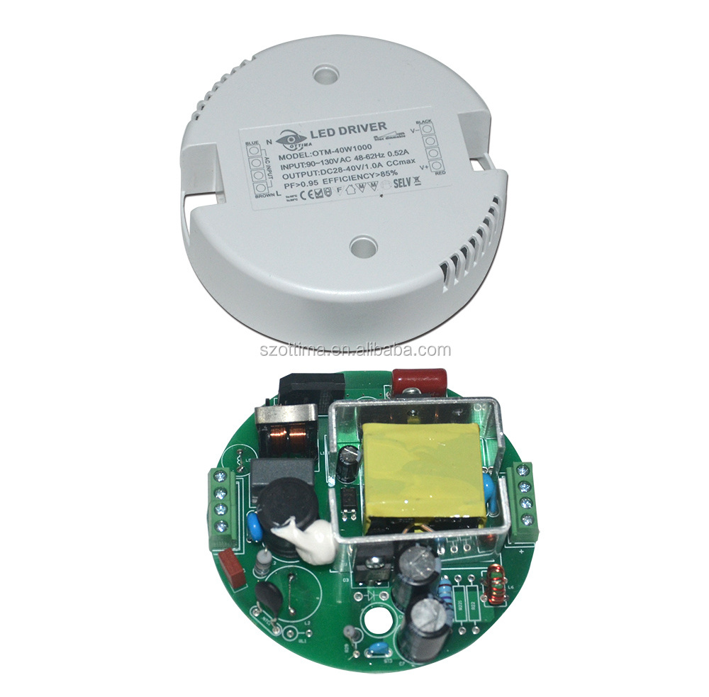 round shape LED driver constant voltage 220v to 12v/24v 30w 40w 60w high PF 3years warranty IP20/IP67 50000 hours