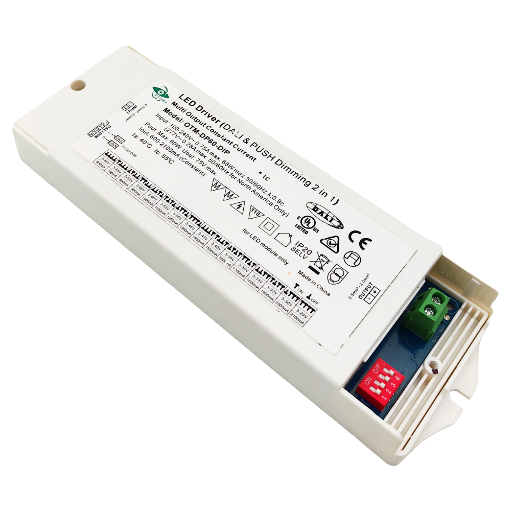 600mA-2100mA Dimmable Dali Push Dimming LED Driver 60W adjustable by DIP switch