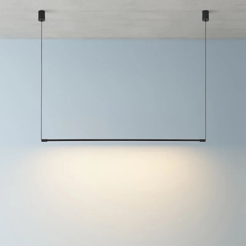 Nordic Led Linear Pendant Lamp Dimmable Black for Kitchen Table Dining Room Chandelier Designer Hanging Lighting Luster Fixture