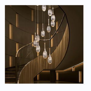 Modern Down Stair LED Hanging Chandelier Crystal Luxury Living Room Lights Nordic Pedant Lighting