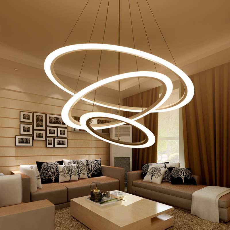 modern decorative pendant lights living room kitchen simple acrylic dining table rings chandeliers